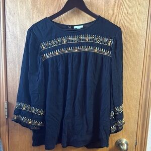 Embroidered Black blouse JJill size M